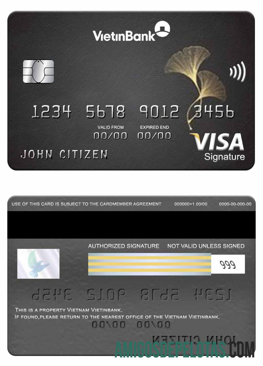 Cartão de assinatura Visa Vietinbank do Vietnã amostra